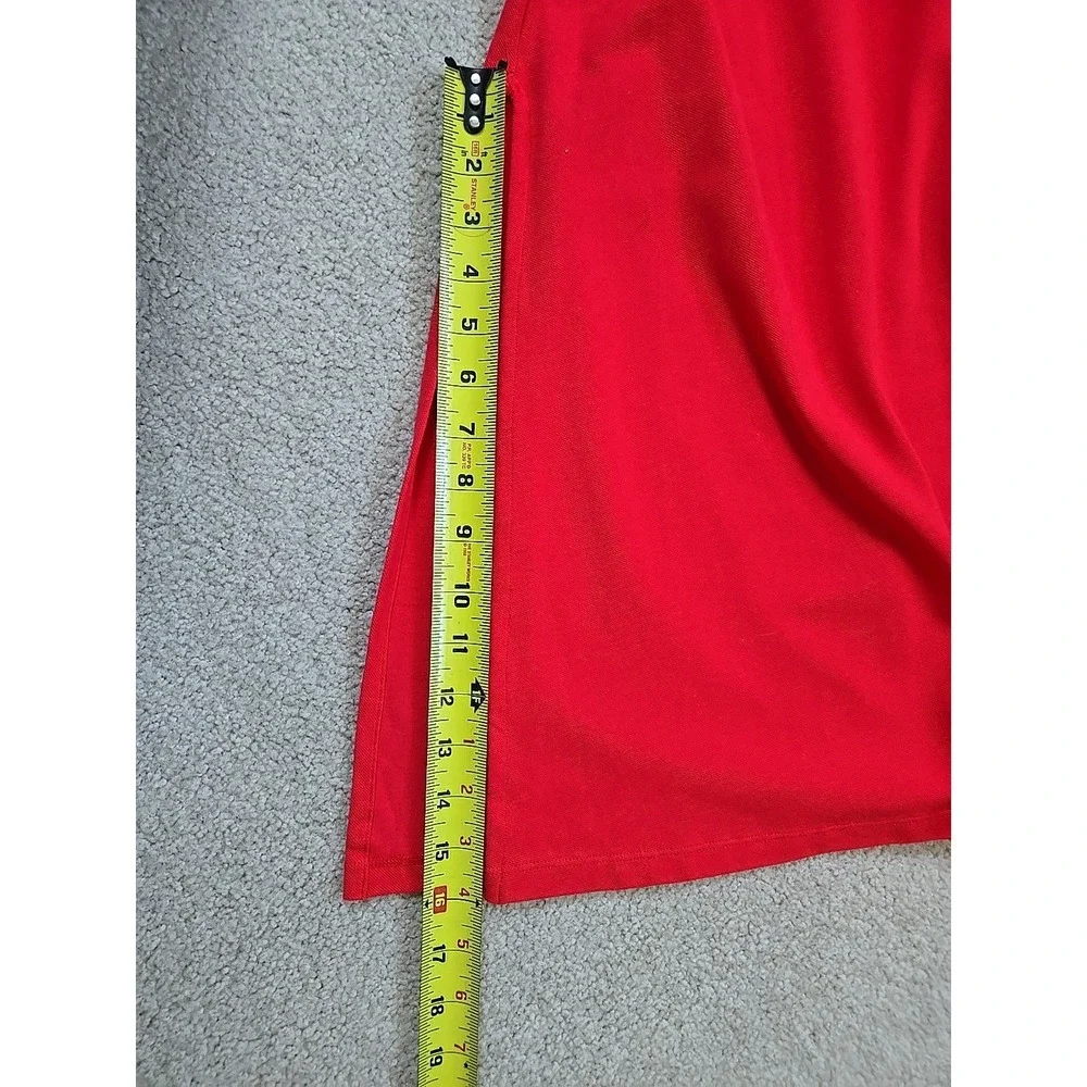 Lands' End Red Orange Maxi Dress Pima Cotton Stretch Surplice Bodice M Side Slit
